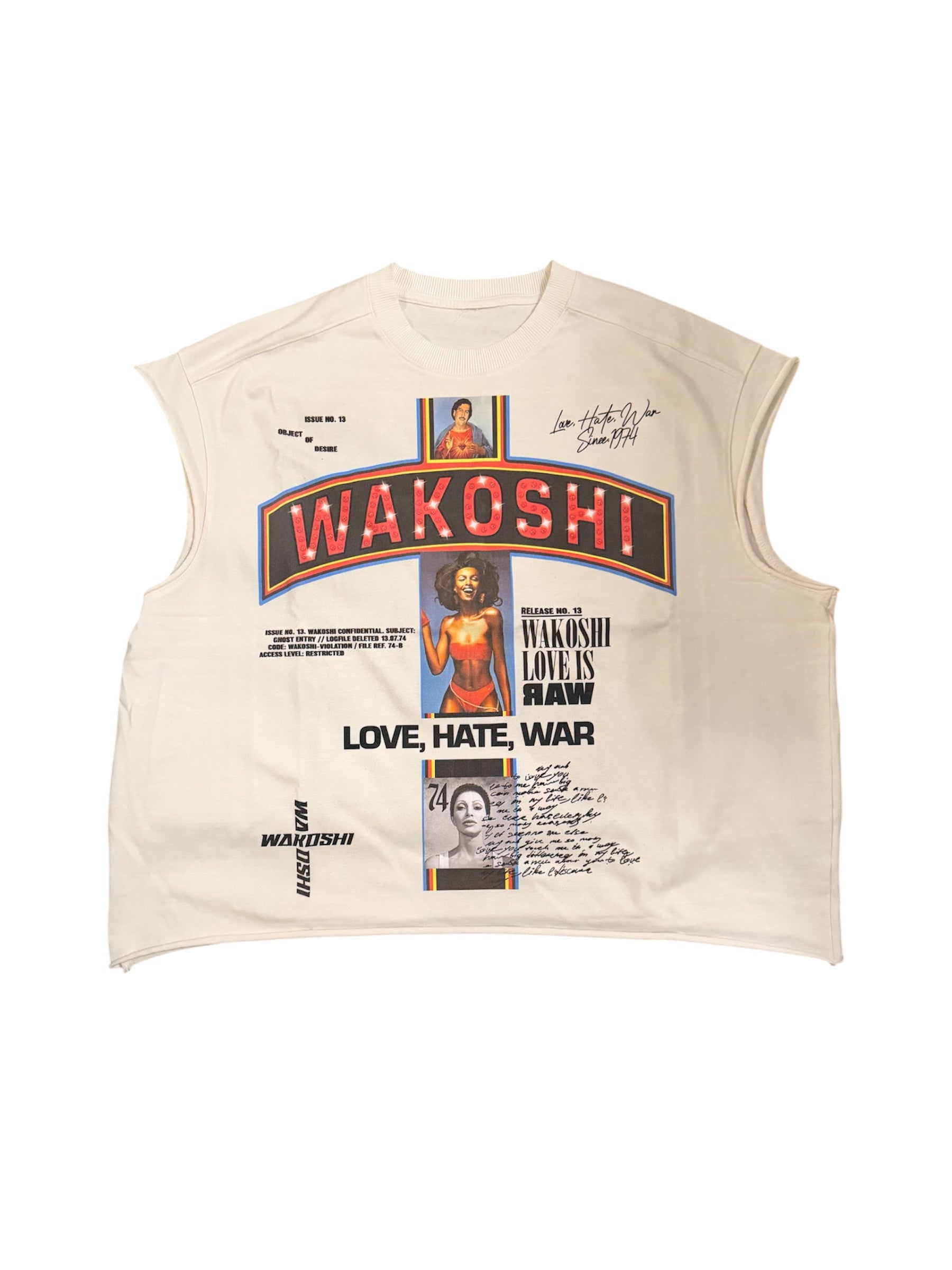 Love , Hate War Tee , Cropped Comes Distressed – Wakoshi